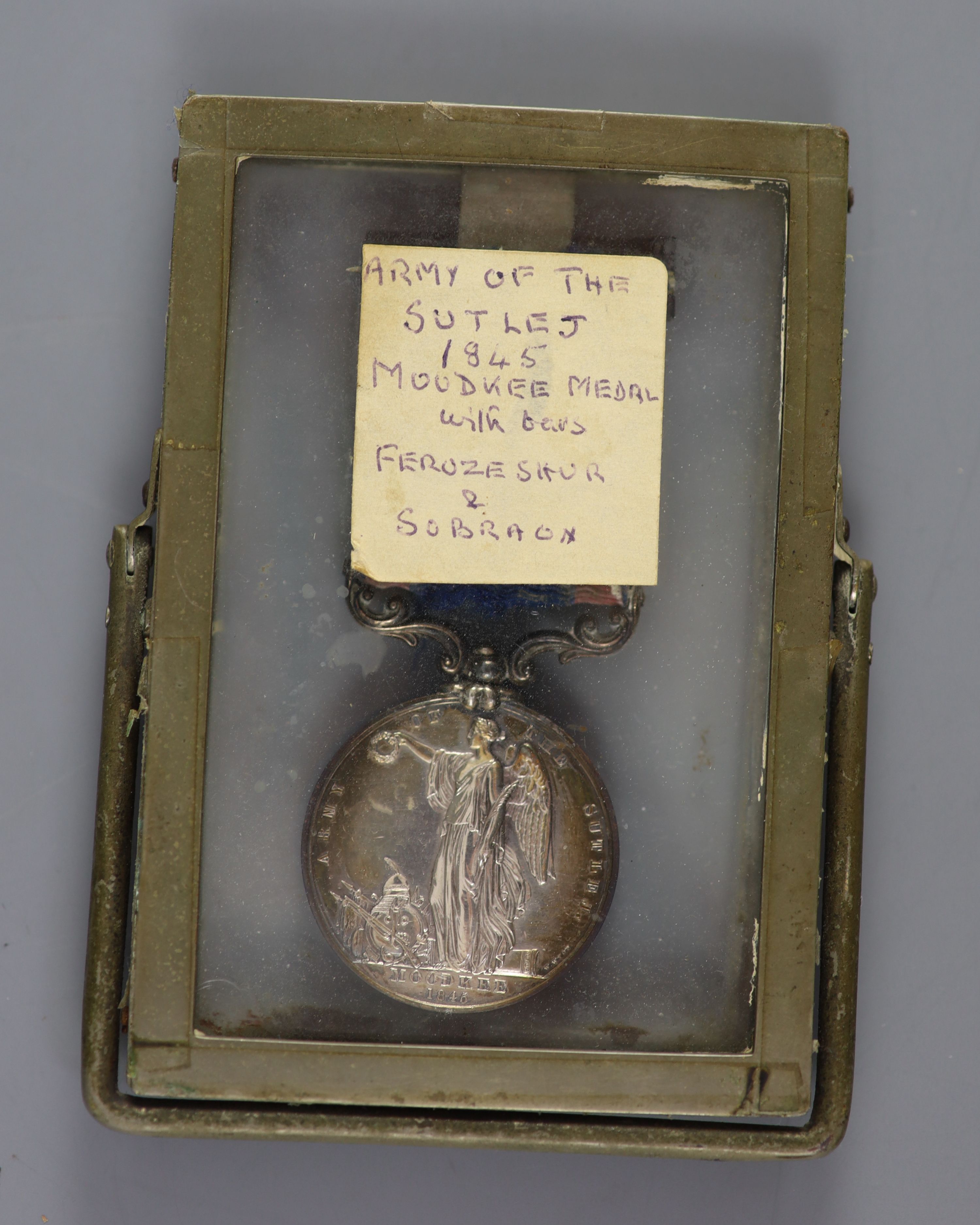 Army of the Sutlej, 1845 Moudkee Medal with Ferozeshuhur and Sobraon clasps, 1808-1864, Captain John Richard Blagden Hale,